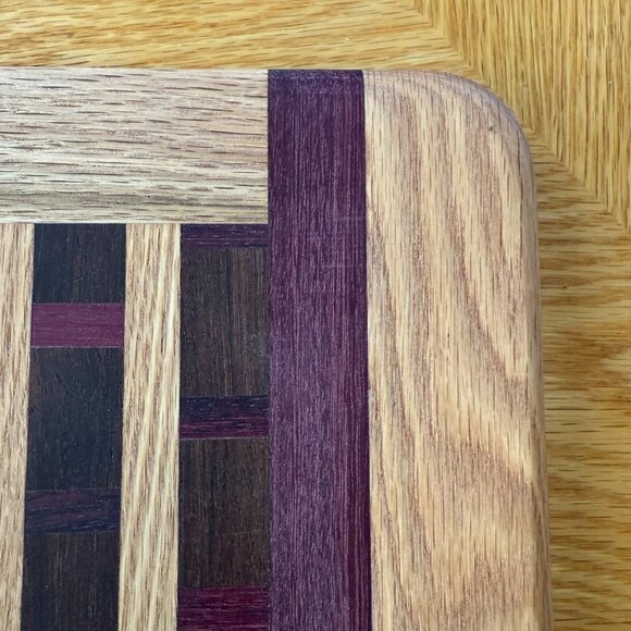 Cutting Board Walnut / Purple Heart / Oak Hardwoods Hand Crafted Reversi… - Picture 5 of 6